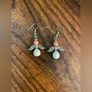 Silver Plated Beaded Guardian Angel Earrings